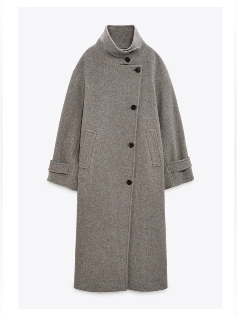 NWT Zara Gray/Beige Melange Manteco Wool-Blend Coat size S